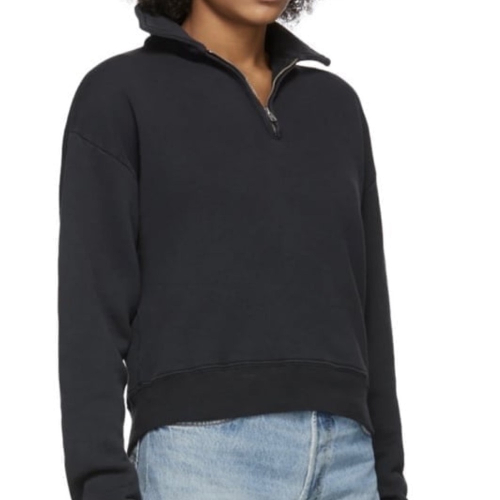 NEW NWT RE/DONE half zip black sweatshirt size S